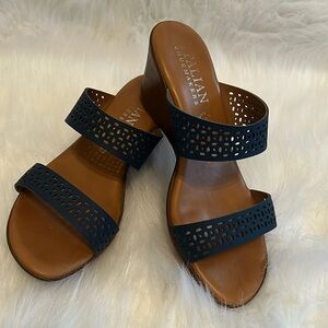 Women’s Italian Shoemakers Navy Blue Wedge Sandals